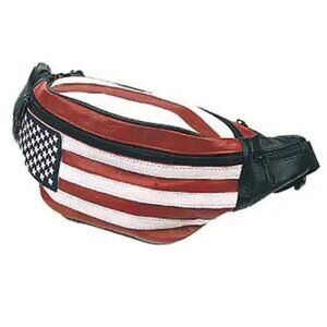 NWT American flag cowhide leather fanny pack Sling Bag